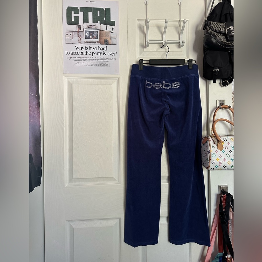 bebe y2k vintage navy blue velour pants 💙